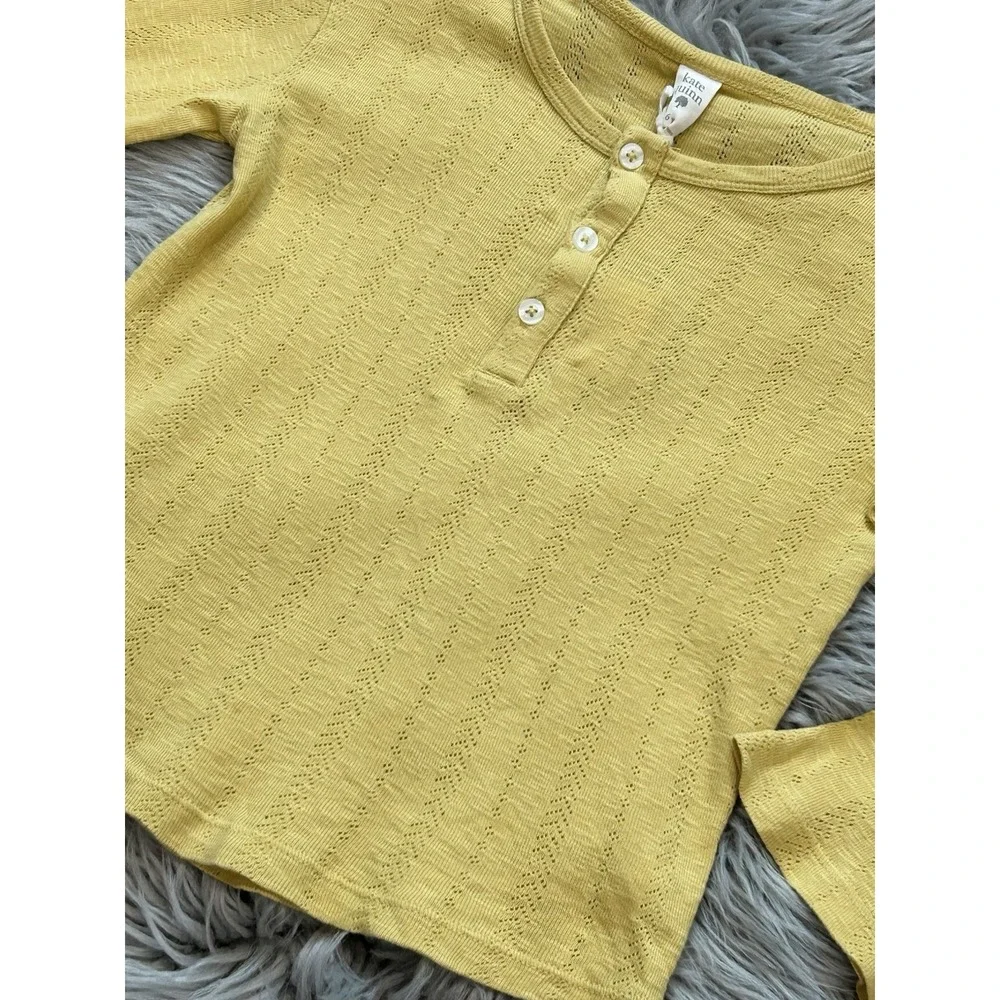 Kate Quinn Girls Long Sleeve Knit Mustard Yellow Henley Size‎ 6Y